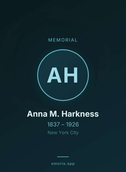 Memorial portrait of Anna M. Harkness
