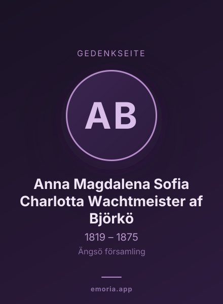 Gedenkportrait von Anna Magdalena Sofia Charlotta Wachtmeister af Björkö