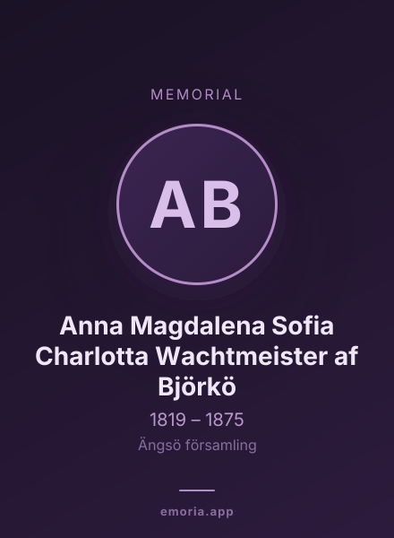Memorial portrait of Anna Magdalena Sofia Charlotta Wachtmeister af Björkö
