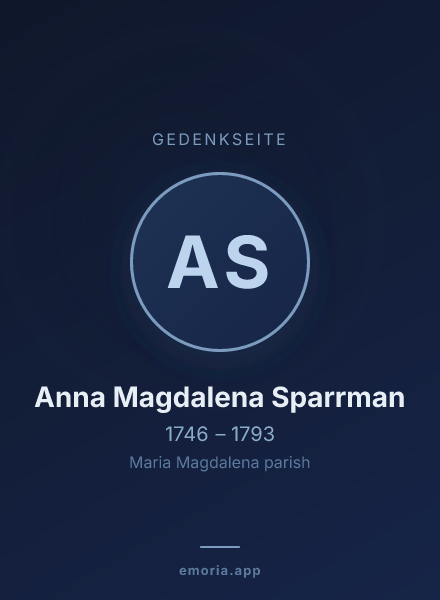 Gedenkportrait von Anna Magdalena Sparrman