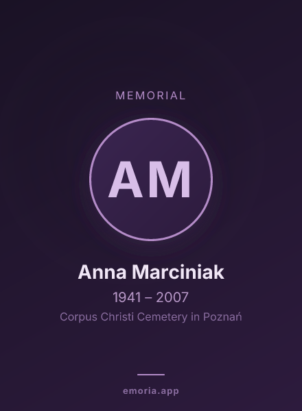 Memorial portrait of Anna Marciniak