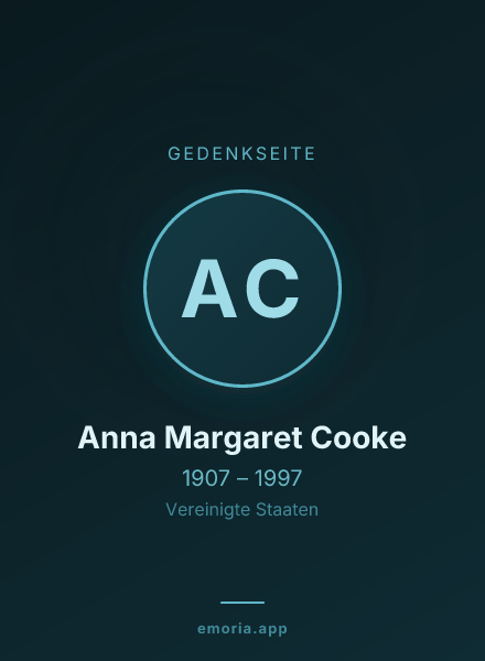 Gedenkportrait von Anna Margaret Cooke