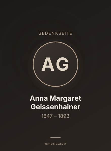 Gedenkportrait von Anna Margaret Geissenhainer
