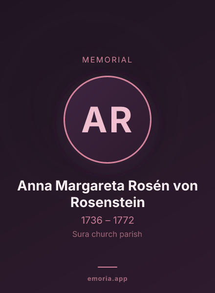 Memorial portrait of Anna Margareta Rosén von Rosenstein