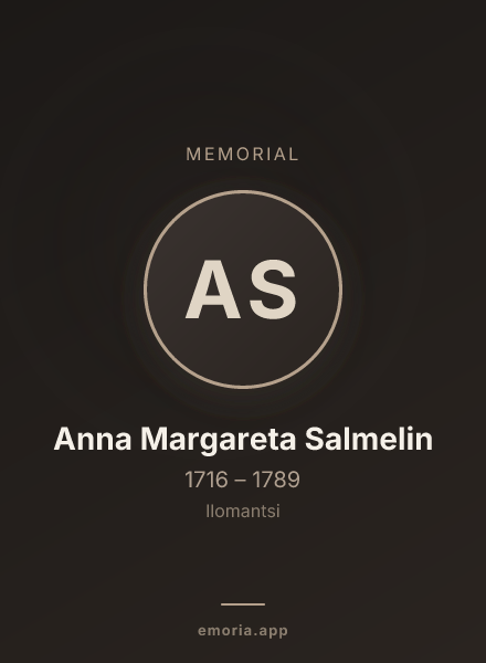 Memorial portrait of Anna Margareta Salmelin