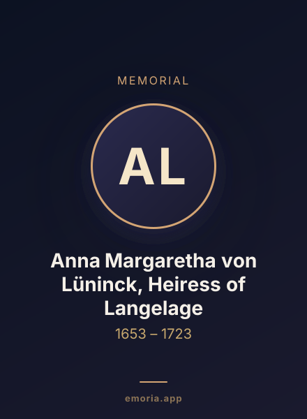 Memorial portrait of Anna Margaretha von Lüninck, Heiress of Langelage