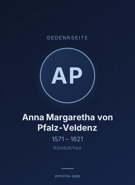 Gedenkportrait von Anna Margaretha von Pfalz-Veldenz