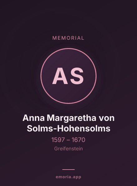 Memorial portrait of Anna Margaretha von Solms-Hohensolms