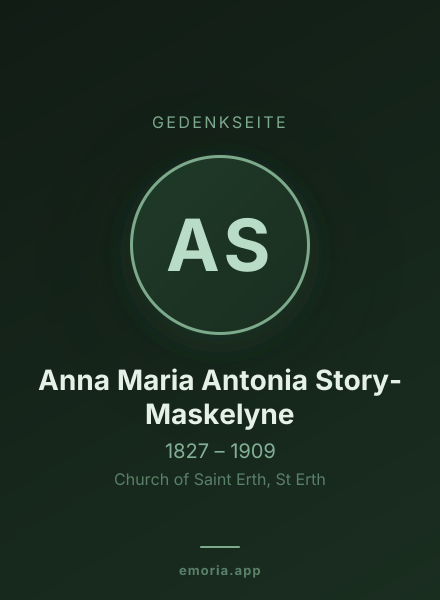 Gedenkportrait von Anna Maria Antonia Story-Maskelyne