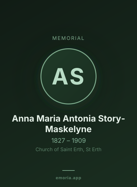 Memorial portrait of Anna Maria Antonia Story-Maskelyne