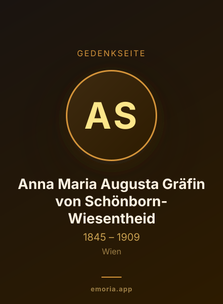 Gedenkportrait von Anna Maria Augusta Gräfin von Schönborn-Wiesentheid