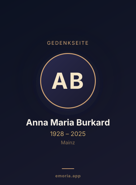 Gedenkportrait von Anna Maria Burkard