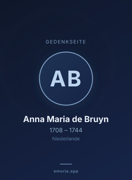 Gedenkportrait von Anna Maria de Bruyn