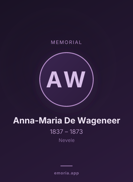 Memorial portrait of Anna-Maria De Wageneer