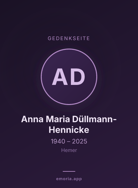 Gedenkportrait von Anna Maria Düllmann-Hennicke
