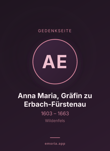 Gedenkportrait von Anna Maria, Gräfin zu Erbach-Fürstenau