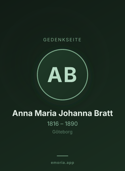 Gedenkportrait von Anna Maria Johanna Bratt