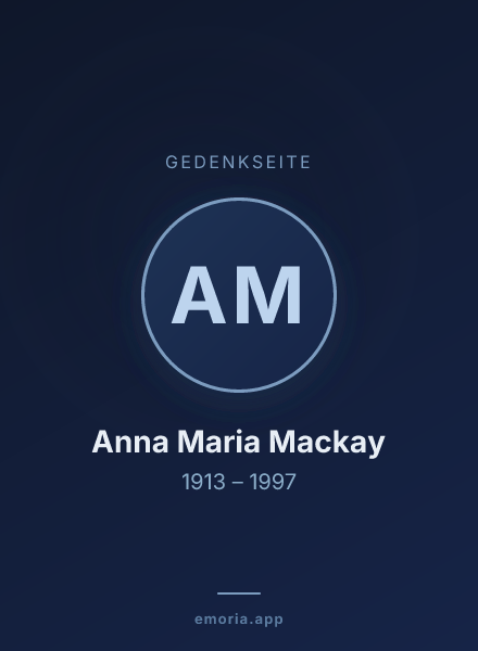 Gedenkportrait von Anna Maria Mackay
