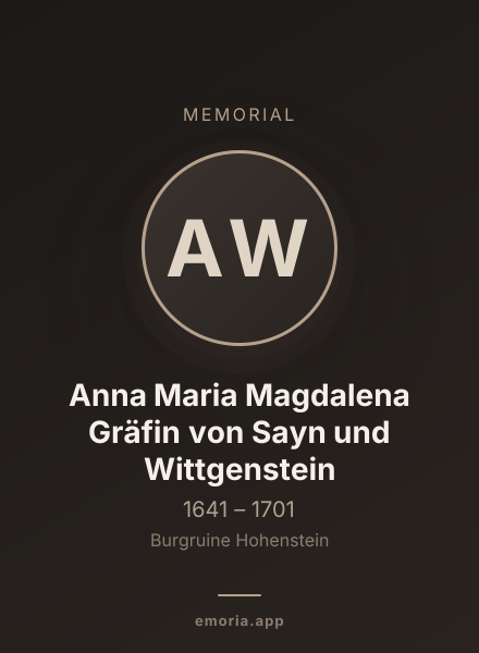 Memorial portrait of Anna Maria Magdalena Gräfin von Sayn und Wittgenstein