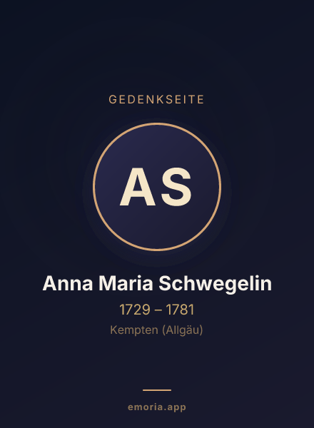 Gedenkportrait von Anna Maria Schwegelin