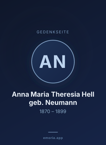 Gedenkportrait von Anna Maria Theresia Hell geb. Neumann