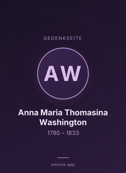 Gedenkportrait von Anna Maria Thomasina Washington