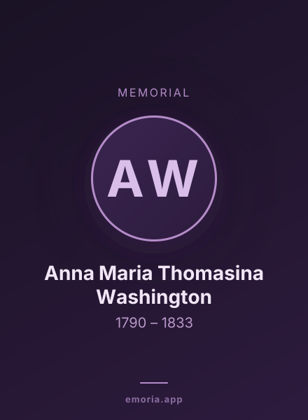 Memorial portrait of Anna Maria Thomasina Washington