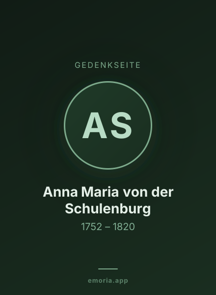Gedenkportrait von Anna Maria von der Schulenburg