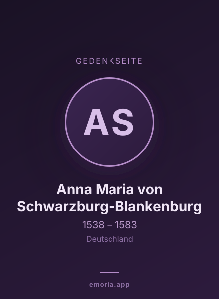 Gedenkportrait von Anna Maria von Schwarzburg-Blankenburg