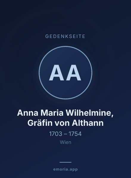 Gedenkportrait von Anna Maria Wilhelmine, Gräfin von Althann