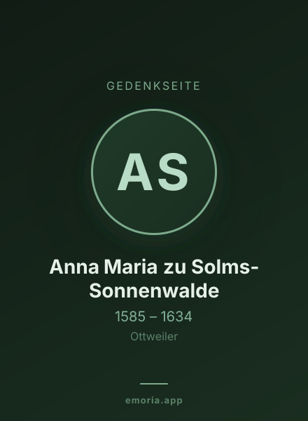 Gedenkportrait von Anna Maria zu Solms-Sonnenwalde