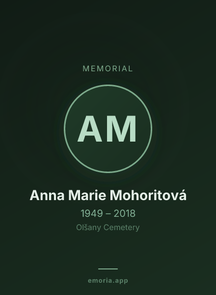 Memorial portrait of Anna Marie Mohoritová