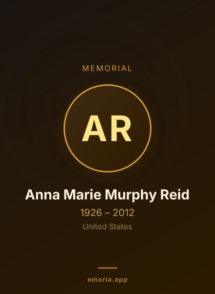 Memorial portrait of Anna Marie Murphy Reid