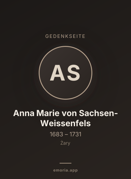 Gedenkportrait von Anna Marie von Sachsen-Weissenfels