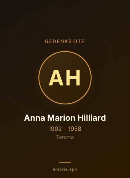 Gedenkportrait von Anna Marion Hilliard