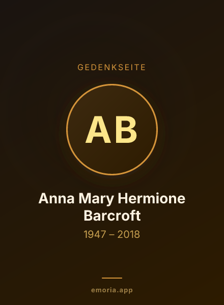 Gedenkportrait von Anna Mary Hermione Barcroft