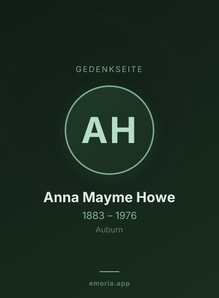 Gedenkportrait von Anna Mayme Howe