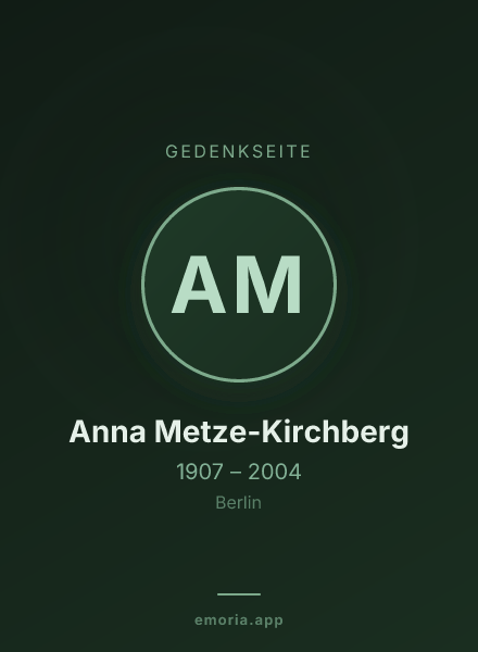 Gedenkportrait von Anna Metze-Kirchberg
