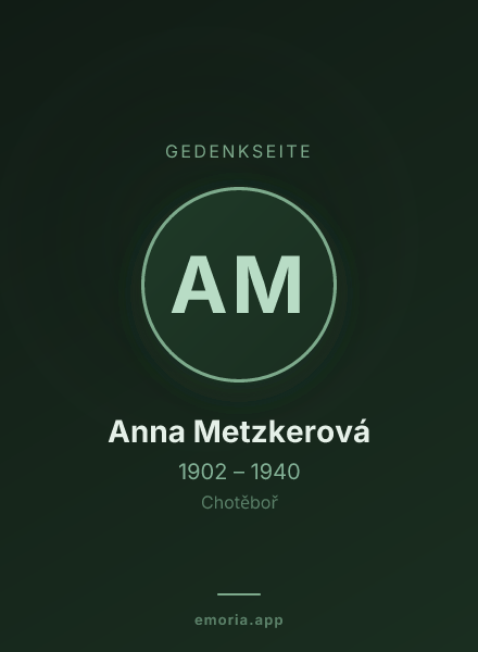 Gedenkportrait von Anna Metzkerová