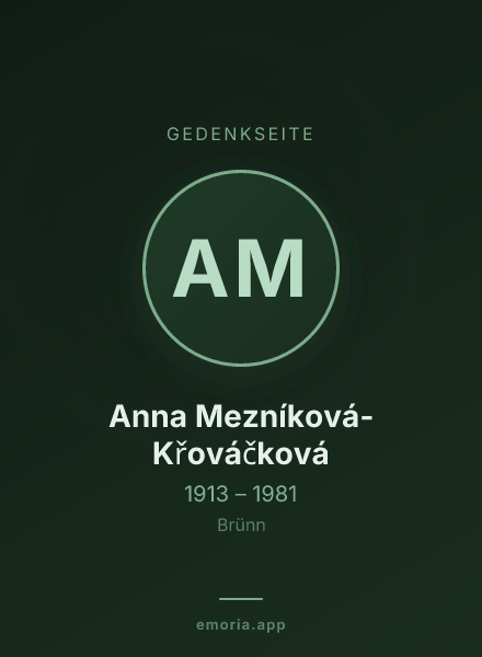 Gedenkportrait von Anna Mezníková-Křováčková
