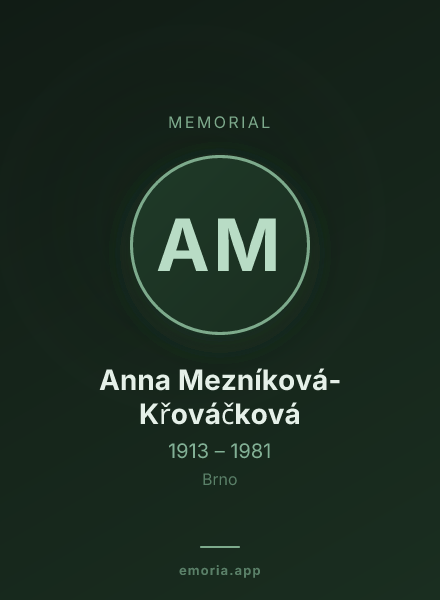 Memorial portrait of Anna Mezníková-Křováčková