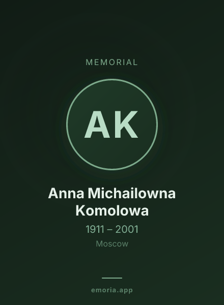Memorial portrait of Anna Michailowna Komolowa