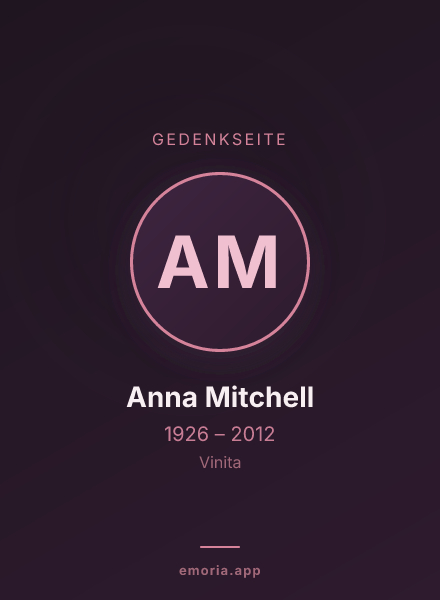 Gedenkportrait von Anna Mitchell