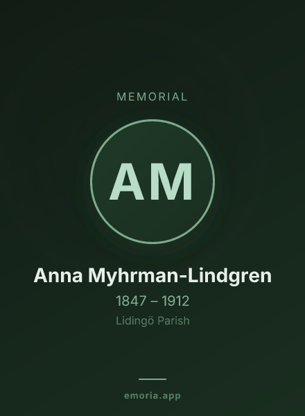 Memorial portrait of Anna Myhrman-Lindgren