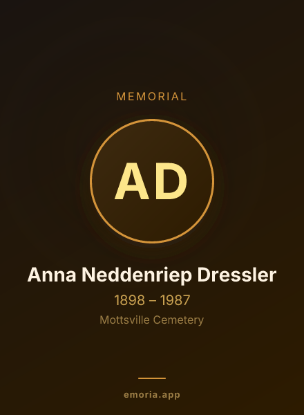 Memorial portrait of Anna Neddenriep Dressler