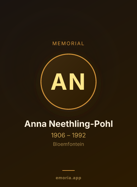 Memorial portrait of Anna Neethling-Pohl