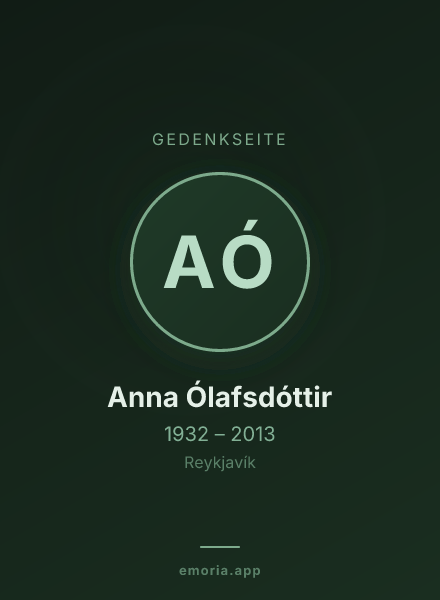 Gedenkportrait von Anna Ólafsdóttir