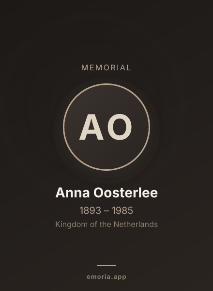 Memorial portrait of Anna Oosterlee
