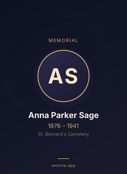 Memorial portrait of Anna Parker Sage