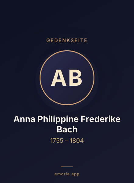 Gedenkportrait von Anna Philippine Frederike Bach